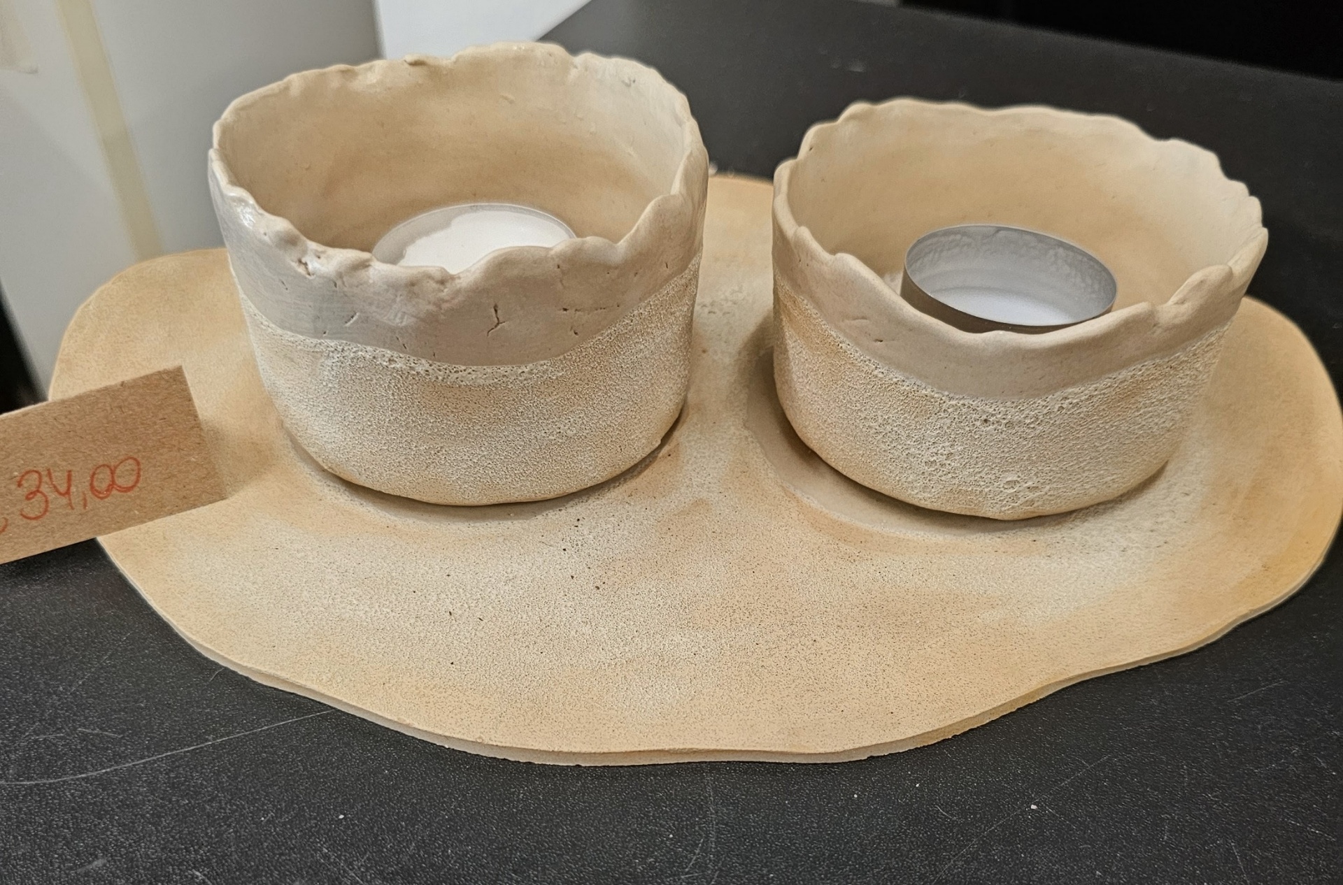 Windlicht met twee handgemaakte potjes